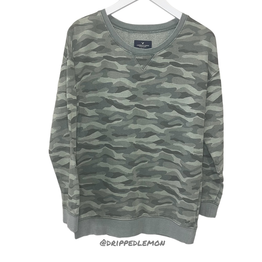 American Eagle Outfitters Sweatshirt Mens Unisex Sz M Camouflage Green Logo